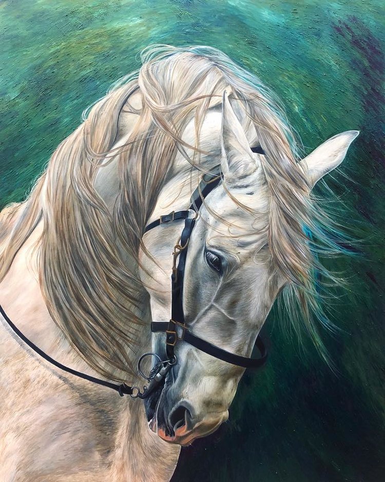 White Horse Painting | Spanish Horse | Horse Artwork