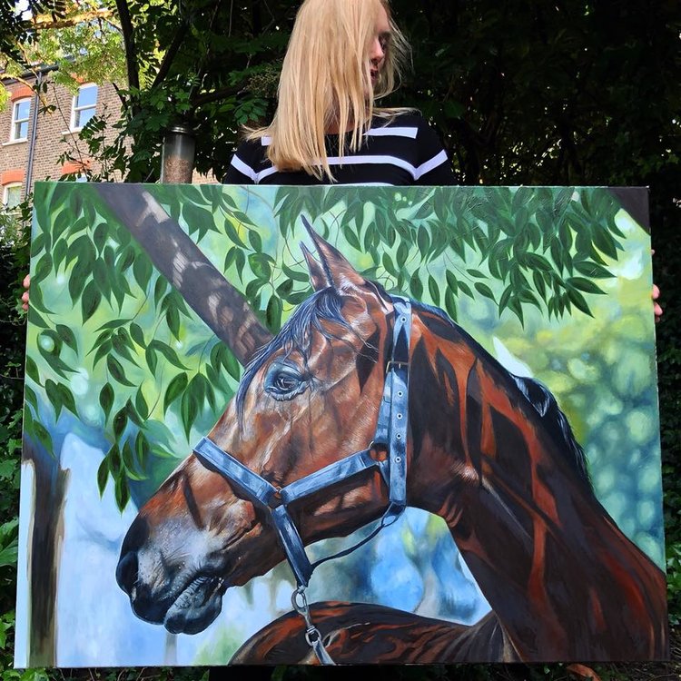 Horse Under Tree | Horse Wall Art | Horse Paintings on Canvas