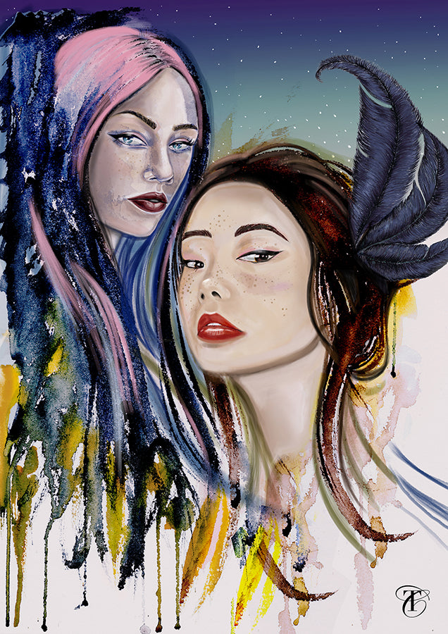 Watercolour and Digital Sisterhood Illustration | Art Collaboration