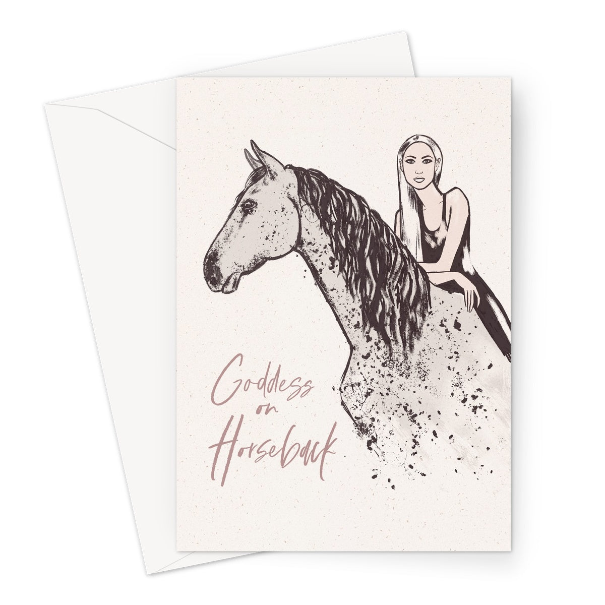 goddess on horseback portrait print greeting card 