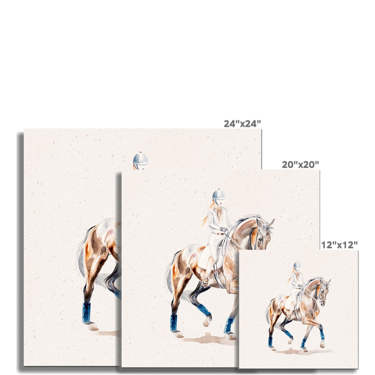 3 different sizes of  Dressage horse trotting painting print