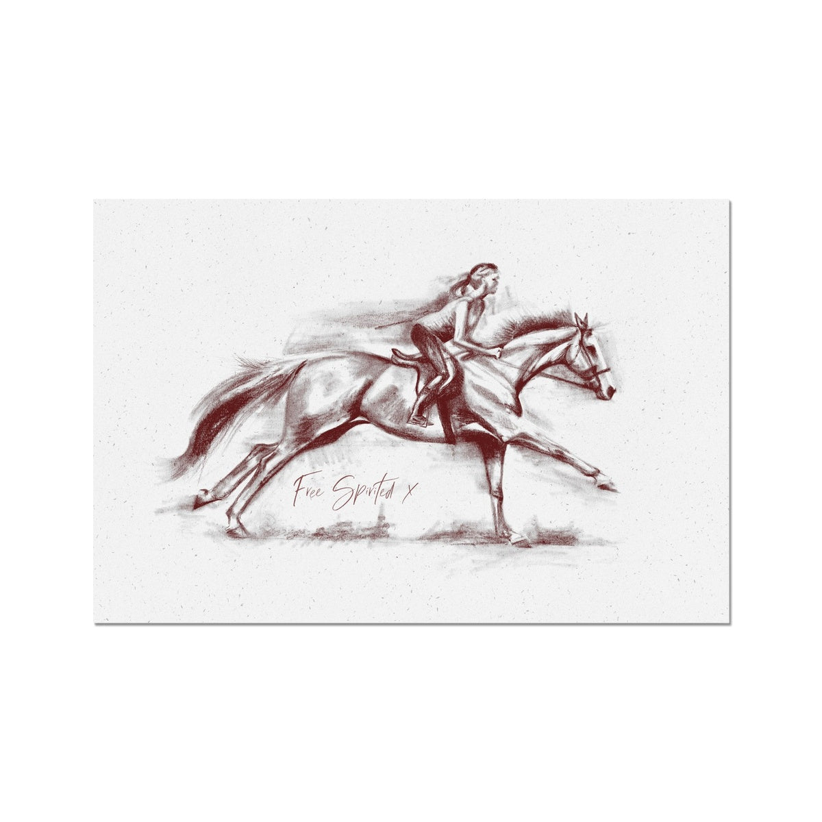 Free spirit horse and rider galloping 